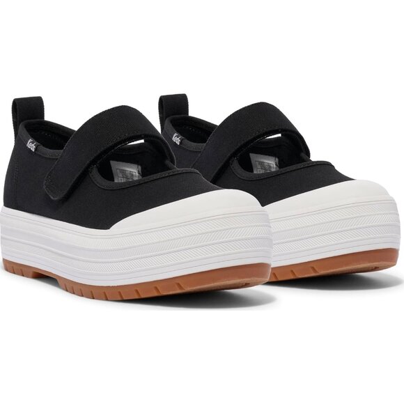 Elegant Black Canvas Womens Mary Jane Sneakers - Soft Footbed & Platform Height - Picture 6 of 6